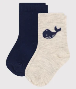 Petit Bateau Socken, Schühchen*2 Paar Baby-Socken aus Baumwolle mit Wal-Motiv variante 1