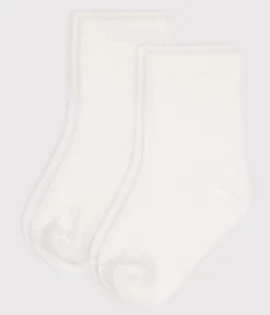 Petit Bateau Socken, Schühchen*2 PAAR EINFACHE BABYSOCKEN AUS WEISSER BAUMWOLLE variante 1