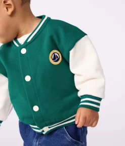 Petit Bateau Pullover, Cardigans*Baby College-Jacke aus zweifarbiger Baumwolle grün EVERGREEN/ MILK
