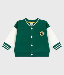 Petit Bateau Pullover, Cardigans*Baby College-Jacke aus zweifarbiger Baumwolle grün EVERGREEN/ MILK