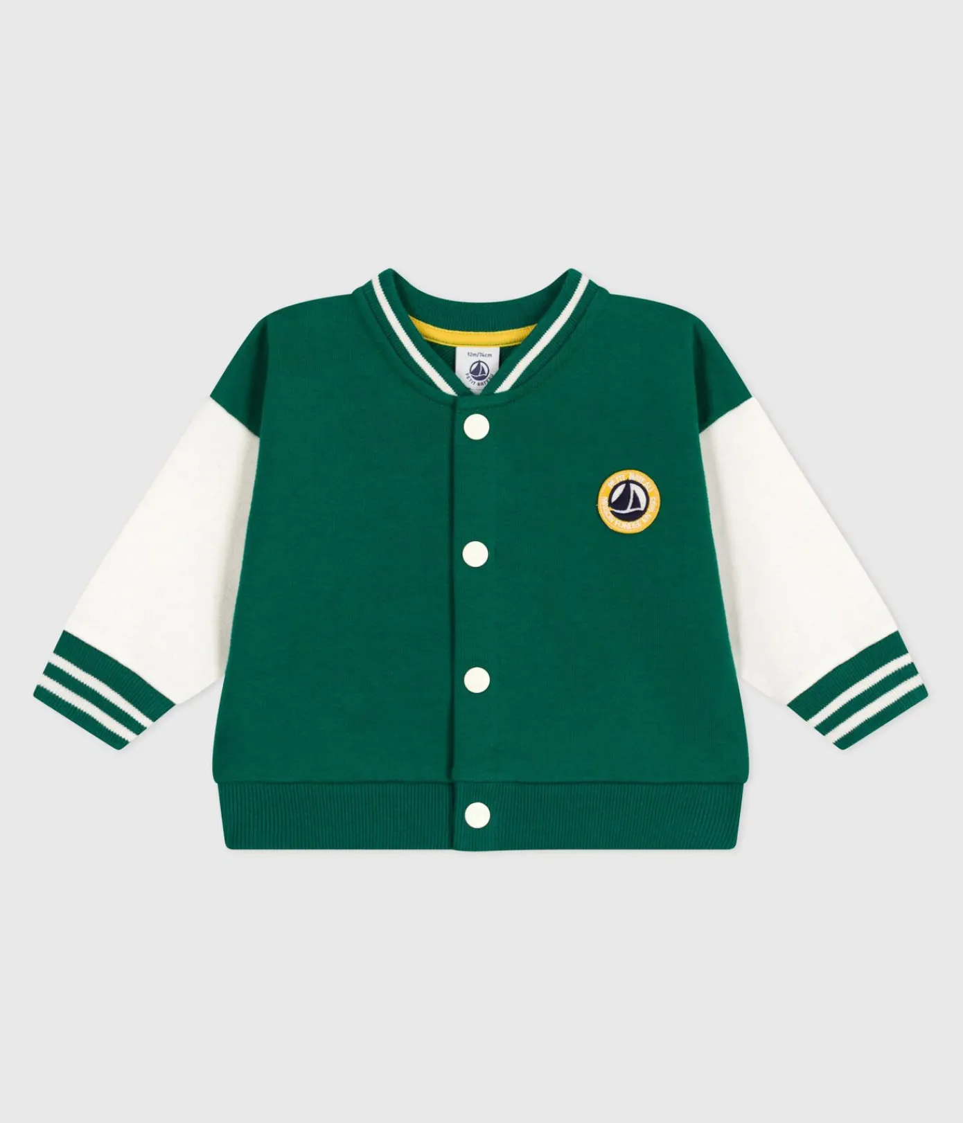 Petit Bateau Pullover, Cardigans*Baby College-Jacke aus zweifarbiger Baumwolle grün EVERGREEN/ MILK
