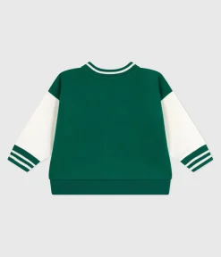 Petit Bateau Pullover, Cardigans*Baby College-Jacke aus zweifarbiger Baumwolle grün EVERGREEN/ MILK