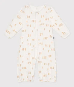 Petit Bateau Newborn|Schlafanzüge, Strampler*Baby Kombi-Overall aus Baumwolle weiss MARSHMALLOW/grau GRIS