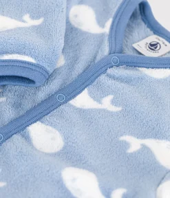 Petit Bateau Schlafanzüge, Strampler*Baby Overall-Pyjama aus Fleece blau BEACH/ MARSHMALLOW