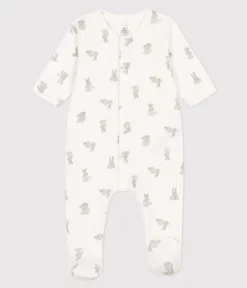 Petit Bateau Schlafanzüge, Strampler|Newborn*Baby Schlafanzug aus Doppeljersey, mit Häschenmotiv weiss MARSHMALLOW/grau GRIS