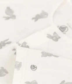 Petit Bateau Schlafanzüge, Strampler|Newborn*Baby Schlafanzug aus Doppeljersey, mit Häschenmotiv weiss MARSHMALLOW/grau GRIS