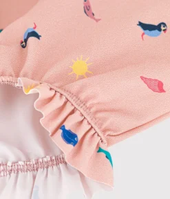 Petit Bateau Bademode, Uv-Kleidung*Baby-Badeanzug aus recyceltem Material rosa SALINE/weiss MULTICO