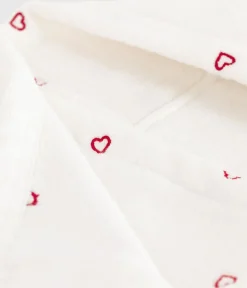 Petit Bateau Badetücher, Badecapes​*Baby-Badehandtuch aus Frottee mit bestickten Herzen weiss MARSHMALLOW/rosa CHARME
