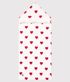 Petit Bateau Badetücher, Badecapes​*Baby-Badehandtuch mit Herzmotiv aus Frottee weiss MARSHMALLOW/ROT TERKUIT