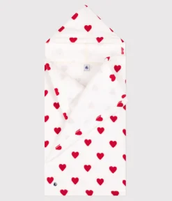Petit Bateau Badetücher, Badecapes​*Baby-Badehandtuch mit Herzmotiv aus Frottee weiss MARSHMALLOW/ROT TERKUIT