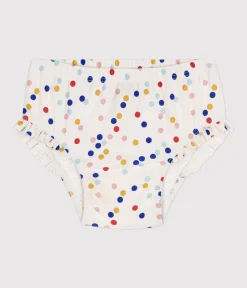 Petit Bateau Bademode, Uv-Kleidung*Baby-Badehose weiss MARSHMALLOW/weiss MULTICO