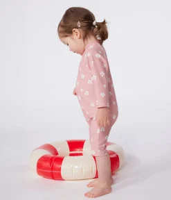 Petit Bateau Bademode, Uv-Kleidung*Baby-Badeoverall mit UV-Schutz, Blumenmuster rosa CHARME/weiss MARSHMALLOW