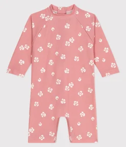 Petit Bateau Bademode, Uv-Kleidung*Baby-Badeoverall mit UV-Schutz, Blumenmuster rosa CHARME/weiss MARSHMALLOW