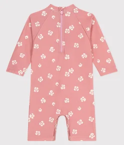 Petit Bateau Bademode, Uv-Kleidung*Baby-Badeoverall mit UV-Schutz, Blumenmuster rosa CHARME/weiss MARSHMALLOW