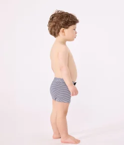 Petit Bateau Bademode, Uv-Kleidung*Baby-Badeshorts blau MEDIEVAL/weiss MARSHMALLOW