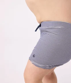 Petit Bateau Bademode, Uv-Kleidung*Baby-Badeshorts blau MEDIEVAL/weiss MARSHMALLOW