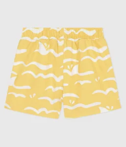 Petit Bateau Bademode, Uv-Kleidung*Baby-Badeshorts mit Haimotiven gelb ORGE/weiss MARSHMALLOW
