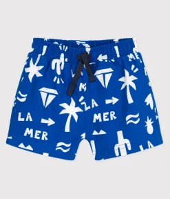 Petit Bateau Bademode, Uv-Kleidung*Baby-Badeshorts mit Strandmotiven blau PORCELANA/ MARSHMALLOW