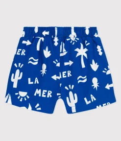 Petit Bateau Bademode, Uv-Kleidung*Baby-Badeshorts mit Strandmotiven blau PORCELANA/ MARSHMALLOW