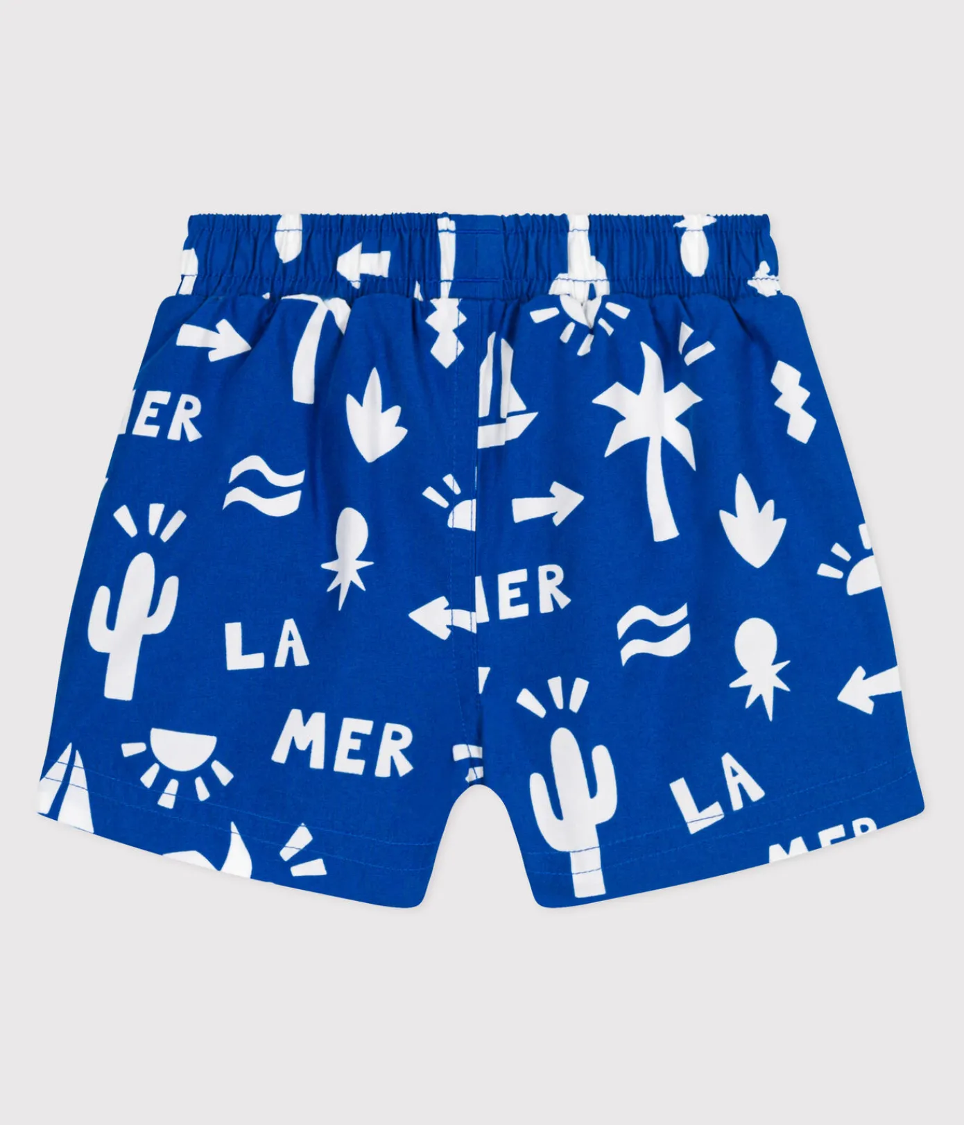 Petit Bateau Bademode, Uv-Kleidung*Baby-Badeshorts mit Strandmotiven blau PORCELANA/ MARSHMALLOW
