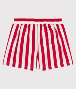Petit Bateau Bademode, Uv-Kleidung*Baby-Badeshorts mit Streifenmuster ROT MARSHMALLOW/ SPI
