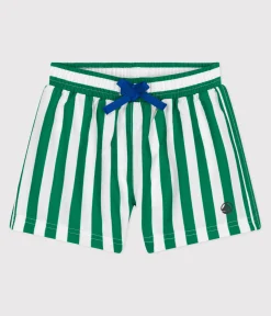 Petit Bateau Bademode, Uv-Kleidung*Baby-Badeshorts mit Streifenmuster grün MARSHMALLOW/ JARDIN