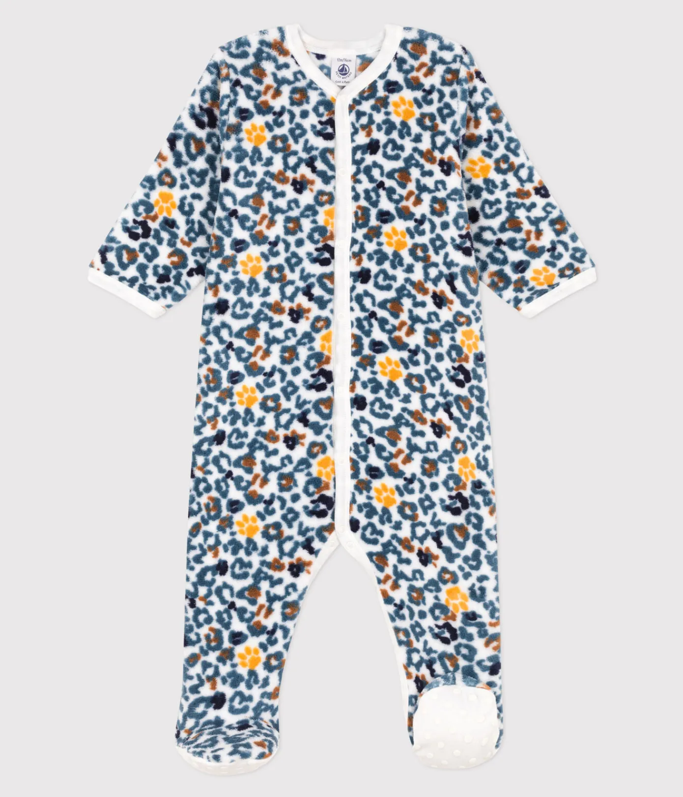 Petit Bateau Schlafanzüge, Strampler*Baby-Überziehpyjama aus Fleece weiss MARSHMALLOW/weiss MULTICO