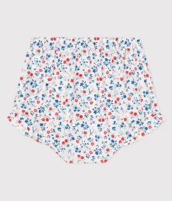 Petit Bateau Shorts, Hosen, Leggings*Baby-Bloomer aus Popeline mit Blümchenmuster weiss MARSHMALLOW/weiss MULTICO