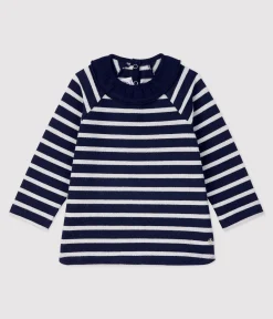 Petit Bateau T-Shirts, Oberteile*Baby-Bluse aus Baumwolle. blau SMOKING/ MARSHMALLOW ARGENT BRILLANT