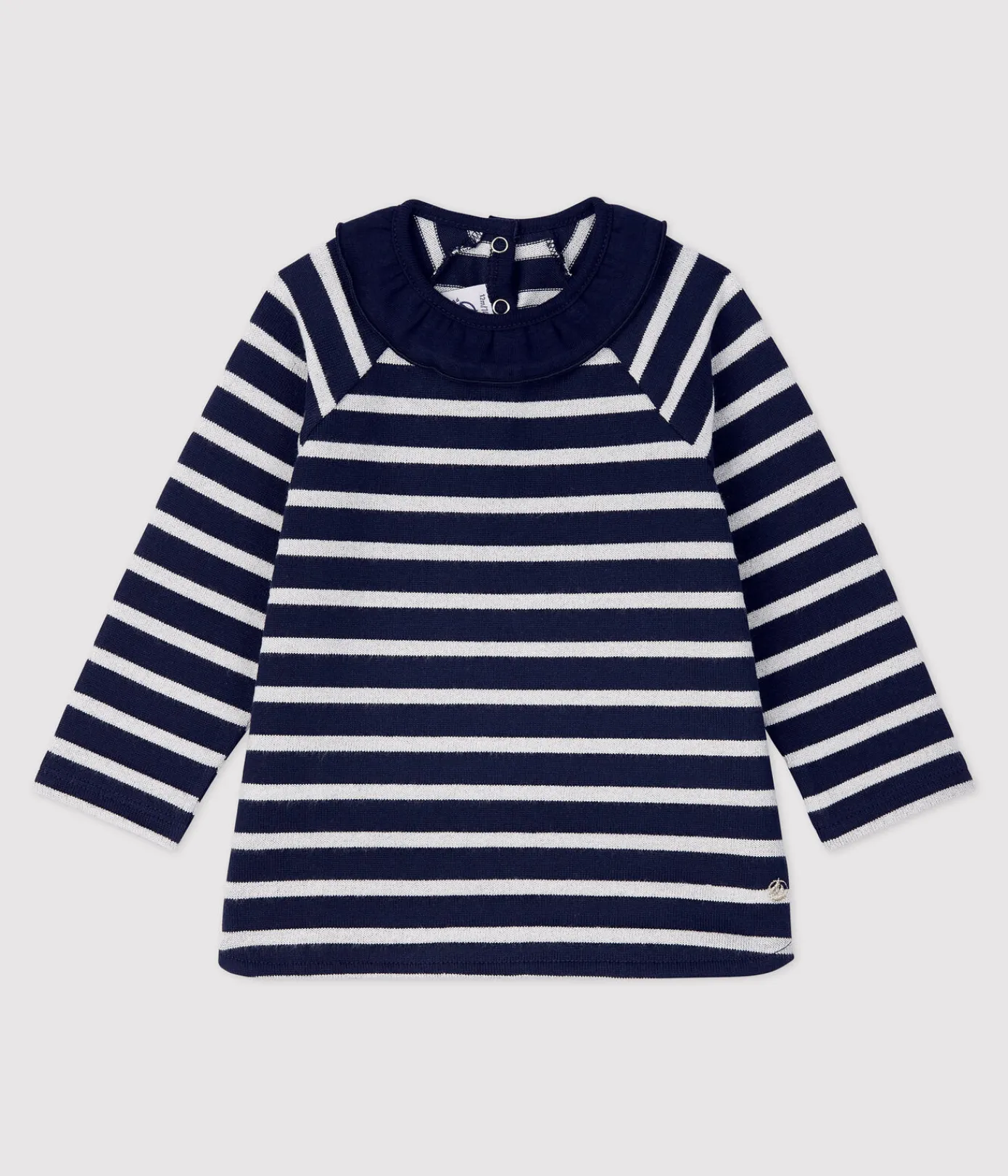 Petit Bateau T-Shirts, Oberteile*Baby-Bluse aus Baumwolle. blau SMOKING/ MARSHMALLOW ARGENT BRILLANT