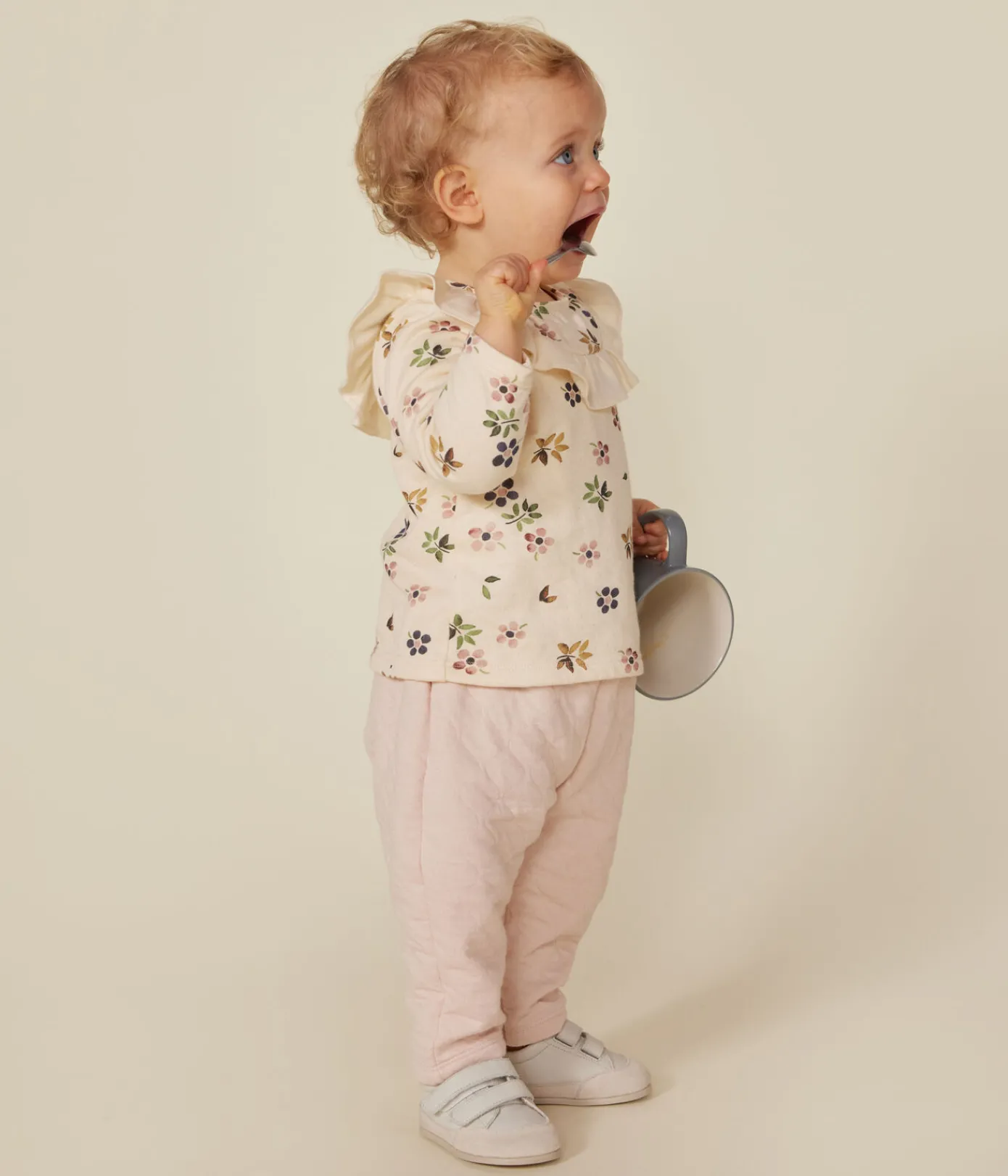 Petit Bateau T-Shirts, Oberteile*Baby-Bluse aus Doppeljersey weiss AVALANCHE/ MULTICO