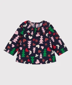 Petit Bateau T-Shirts, Oberteile*Baby-Bluse aus Flanell. blau SMOKING/weiss MULTICO