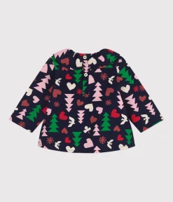 Petit Bateau T-Shirts, Oberteile*Baby-Bluse aus Flanell. blau SMOKING/weiss MULTICO
