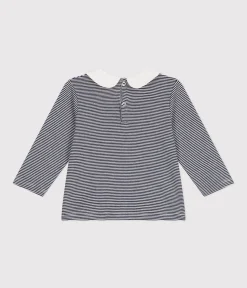 Petit Bateau T-Shirts, Oberteile*Baby-Bluse mit Kragen aus Baumwolle blau SMOKING/weiss MARSHMALLOW