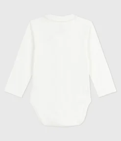 Petit Bateau T-Shirts, Oberteile|Newborn*Baby-Body mit besticktem Kragen und Schriftzug an der Brust weiss MARSHMALLOW/rosa CHARME