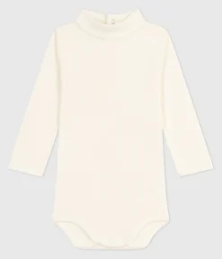 Petit Bateau T-Shirts, Oberteile*Baby-Body mit Rollkragen aus einfarbiger Baumwolle naturfarben MILK