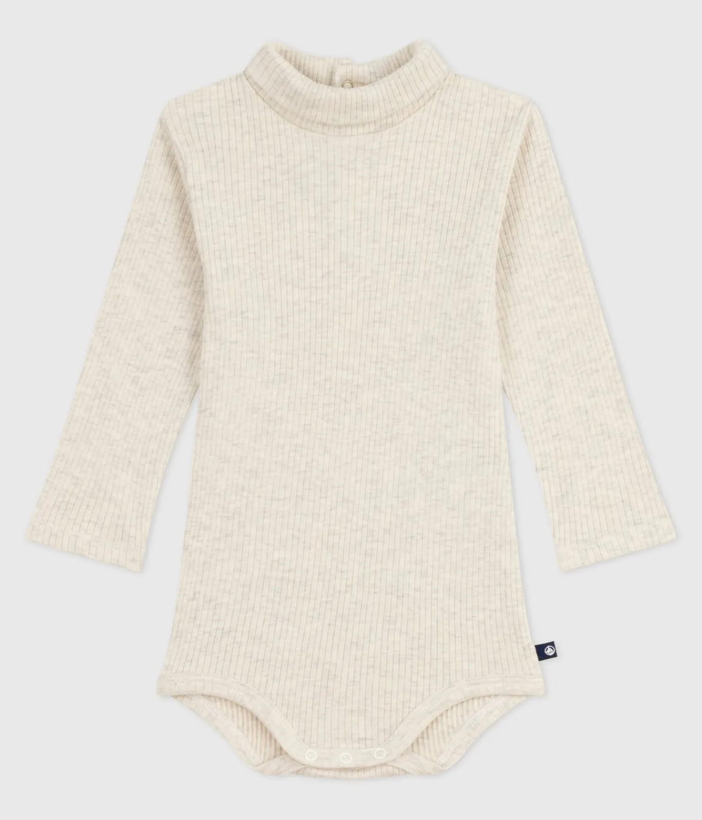 Petit Bateau T-Shirts, Oberteile*Baby-Body mit Rollkragen aus einfarbiger Baumwolle beige MONTELIMAR CHINE
