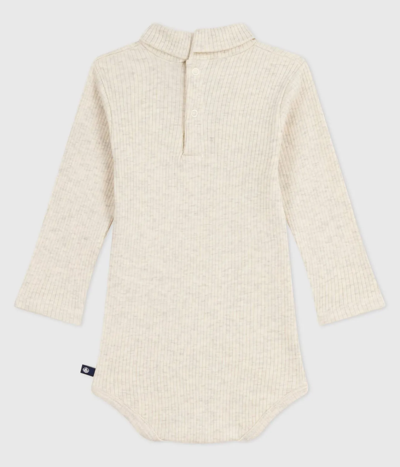 Petit Bateau T-Shirts, Oberteile*Baby-Body mit Rollkragen aus einfarbiger Baumwolle beige MONTELIMAR CHINE