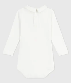 Petit Bateau T-Shirts, Oberteile*Baby-Body mit Rollkragen aus einfarbiger Baumwolle weiss MARSHMALLOW