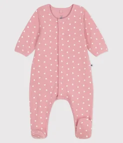 Petit Bateau Schlafanzüge, Strampler|Newborn*Baby-Bodyjama aus Doppeljersey mit kleinen Herzen rosa CHARME/weiss MARSHMALLOW