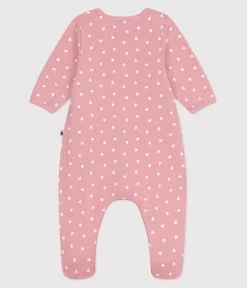 Petit Bateau Schlafanzüge, Strampler|Newborn*Baby-Bodyjama aus Doppeljersey mit kleinen Herzen rosa CHARME/weiss MARSHMALLOW