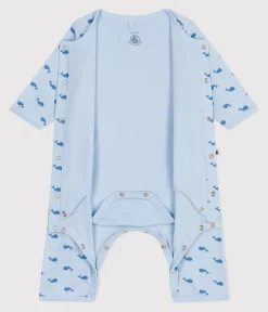 Petit Bateau Newborn|Schlafanzüge, Strampler*Baby-Bodyjama ohne Füßchen aus Baumwolle mit Wal-Motiv blau TOUDOU/ ALASKA