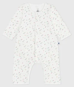 Petit Bateau Schlafanzüge, Strampler|Newborn*Baby-Bodyjama ohne Füßchen aus Baumwolle mit Blumenmotiv weiss MARSHMALLOW/weiss MULTICO