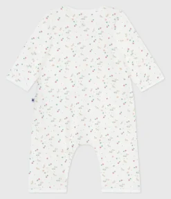 Petit Bateau Schlafanzüge, Strampler|Newborn*Baby-Bodyjama ohne Füßchen aus Baumwolle mit Blumenmotiv weiss MARSHMALLOW/weiss MULTICO