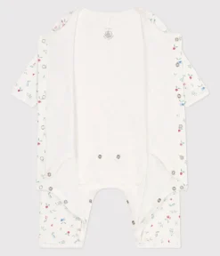 Petit Bateau Newborn|Schlafanzüge, Strampler*Baby-Bodyjama ohne Füßchen aus Baumwolle mit Frucht-Motiv weiss MARSHMALLOW/weiss MULTICO