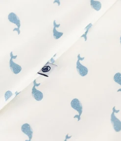 Petit Bateau Schlafanzüge, Strampler|Newborn*Baby-Bodyjama ohne Füßchen aus Baumwolle mit Walmotiv MARSHMALLOW/ ADRIATIC
