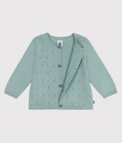 Petit Bateau Pullover, Cardigans*Baby-Cardigan aus Baumwolle mit Zierstrick grün PAUL