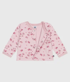 Petit Bateau Pullover, Cardigans*Baby-Cardigan aus Baumwolle mit Blumenmotiv rosa JOLI/weiss MULTICO