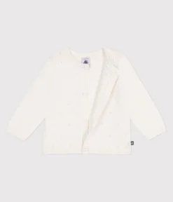 Petit Bateau Pullover, Cardigans*Baby-Cardigan aus Baumwolle mit Zierstrick weiss MARSHMALLOW
