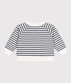 Petit Bateau Pullover, Cardigans*Baby-Cardigan aus dickem Jersey weiss MARSHMALLOW/blau SMOKING